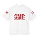 Youth Polo Shirt - 'GMP God Money Power' Red Logo Back & Sleeves