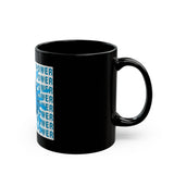 God Money Power Black Mug — Bold Blue Graphic Coffee Cup