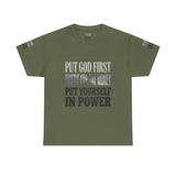 Inspirational Faith Tee — "Put God First, Hustle for the Money, Put Yourself in Power"
