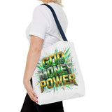 Tote Bag — "God Money Power" Bold Graphic Tote for Faith & Hustle