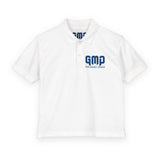 Kids White Polo Shirt with 'GMP Good Money Power' Navy Logo — Youth DryBlend® Jersey