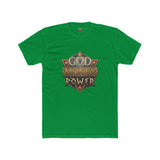 Crew Tee — "God Money Power" Vintage Shield Graphic