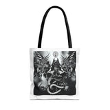 Angel Of Death Gothic Angel & Serpent Art Tote Bag – Dark Mystic Graphic Carryall
