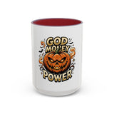 God Money Power- Pumpkin Coffee Mug — Halloween Accent Mug (11/15oz)