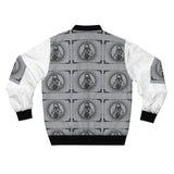 Retro TV Icon Bomber Jacket — Monochrome Vintage Screen Print