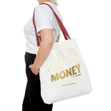 Inspirational Faith Tote Bag — "Put God First, Hustle for the Money" All-Over Print