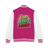 Letterman Jacket — "God Money Power" Graphic Varsity Jacket