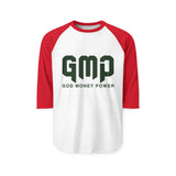 GMP 'God Money Power' Raglan Baseball Tee — Faith & Prosperity Graphic Shirt
