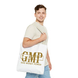 GMP "God Money Power" Gold Logo Tote Bag — Inspirational Faith & Prosperity Canvas Tote
