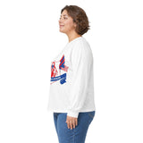 Long Sleeve Tee — "God Money Power" Patriotic Jesus Graphic