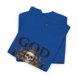 Graphic Tee — "God Money Power" Skull Design