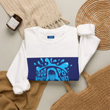 Crewneck Sweatshirt — 'God Money Power' Blue Graphic Pullover
