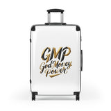 GMP 'God Money Power' Carry-On Suitcase — Gold Script Travel Luggage