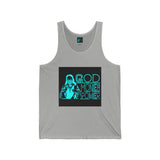 God Money Power Neon Tank Top — Graphic Religious Statement Jersey Tank