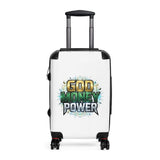 God Money Power Carry-On Suitcase — Bold Graphic Travel Luggage