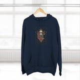 God Money Power-Hoodie — Skull Graphic Three-Panel Fleece Pullover