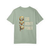 T-Shirt — GVMP Gold Graphic: "God Money Power" Statement Tee