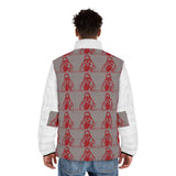 Men's Red Retro Surf Puffer Jacket — All-Over Print Vintage Surfer Pattern