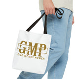GMP "God Money Power" Gold Logo Tote Bag — Inspirational Faith & Prosperity Canvas Tote