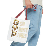 God Money Power Tote Bag – Gold 3-Word Motivational AOP Tote