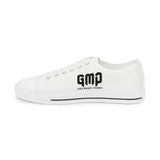 God Money Power-Men's Low Top Sneakers — White Canvas with 'GMP' Bold Side Logo