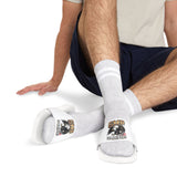Men's Graphic Slide Sandals — 'GMP Good Money Power' Eagle Design