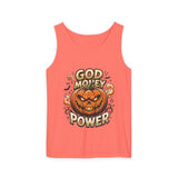 God Money Power- Halloween Tank Top — Pumpkin Graphic Sleeveless Tee