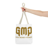 GMP 'God Money Power' Gold Logo Tote Bag - Inspirational Christian Canvas Tote