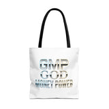 Money Power Tote Bag — 'GMP GOD' Metallic Typographic Canvas Tote