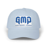 GMP "God Money Power" Embroidered Dad Cap - White Religious Baseball Hat