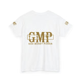 GMP "God Money Power" Graphic Tee – White Gold Logo