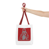 Saint Icon Red Graphic Tote Bag — 'Good Money Power' Illustration