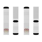 God Money Power Graphic Sublimation Socks — Novelty Crew Socks with Retro Badge