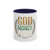 Coffee Mug — "God Money Power" Inspirational Accent Mug (11/15 oz)