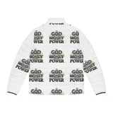 God Money Power Puffer Jacket — Graphic All-Over Print Men's Jacket