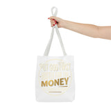 Inspirational Faith Tote Bag — "Put God First, Hustle for the Money" All-Over Print