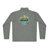 Quarter-Zip Pullover — "God Money Power" Graphic