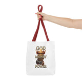 God Money Power Crown Tote Bag — Religious Inspirational Statement Tote