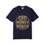 God Money Power T-Shirt — Bold Gold Graphic Tee