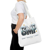 GMP Metallic Logo Tote Bag — God Money Power Graphic Tote