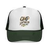 Trucker Cap - "God Money Power" Gold Script Mesh Hat