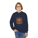 Youth Crewneck Sweatshirt — Vintage Halloween Pumpkin "GOD MONEY POWER"