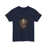 Graphic Tee — "God Money Power" Skull Design