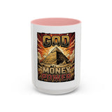Coffee Mug - 'God Money Power' Pyramid Graphic Accent Mug (11/15oz)