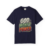 God Money Power Graphic T-Shirt — Bold Retro Faith & Hustle Tee