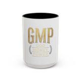 GMP Gold Accent Coffee Mug – "God Money Power" Inspirational Ceramic Cup
