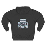 God Money Power Hoodie — Graphic Three-Panel Fleece Pullover