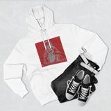 God Money Power Hoodie — Red Three-Panel Graphic Fleece Hoodie