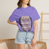 God Money Power T-Shirt — Bold Gold Laurel Graphic Tee
