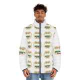 Money Badge Puffer Jacket — All-Over Print Men’s Quilted Coat